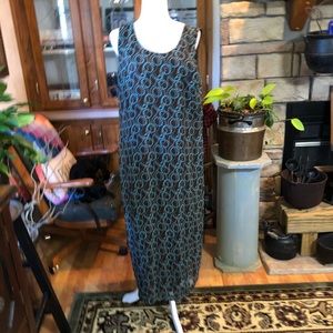R & K ORIGINALS SIZE 18 BROWN TAUPE AND TURQUOISE MAXI DRESS SLEEVELESS